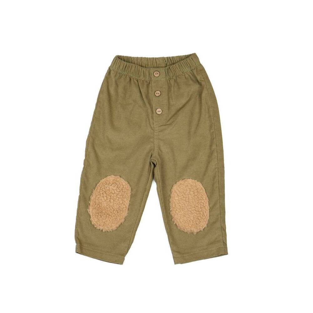 NEW WILD WAWA boy's patches pants in olive